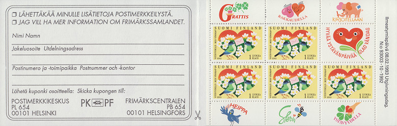 Boekje Finland potzegels 1993